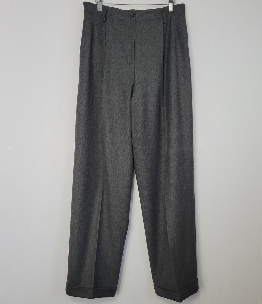 Vintage Wool High Rise Cuffed Pleated Trouser Pants sz 12 Old Money Career Wear